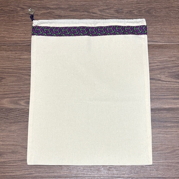 Tory Burch Canvas Dust Bag with Purple and Green Trim - Picture 3 of 5